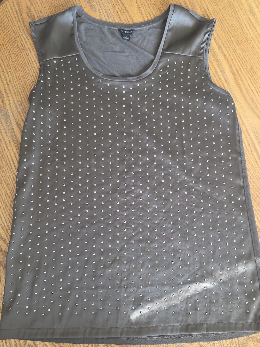Ann Taylor Studded Sleeveless Blouse Small Brown Embellished Top